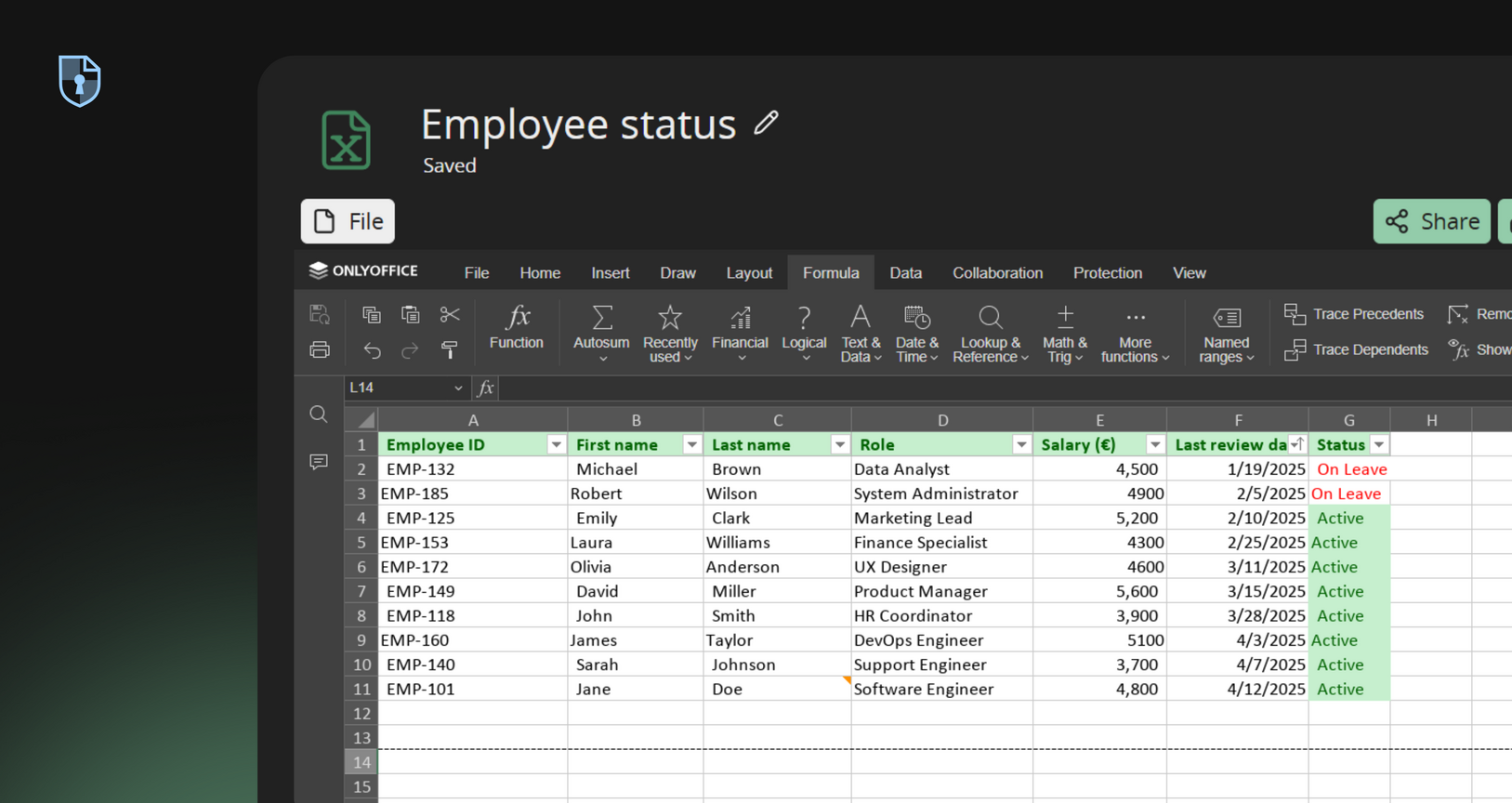 Private employee data illustration